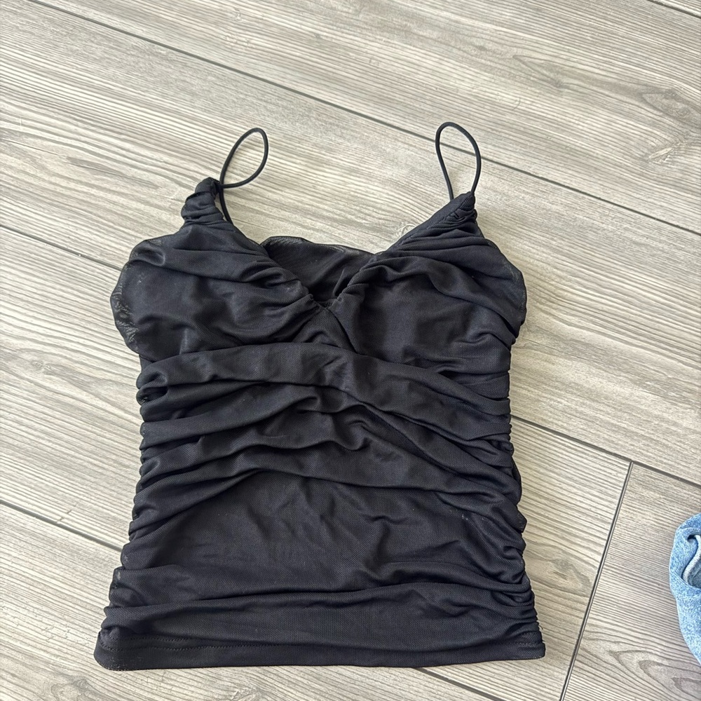 Elegant Black Ruched Women's Top